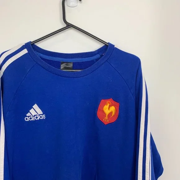 Adidas Football Sweatshirt Mens Size XL Blue Cotton Pullover Sportswear - Picture 2 of 7